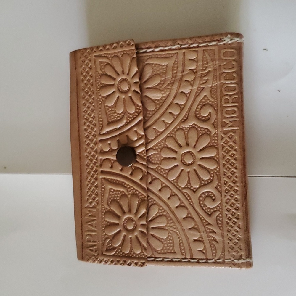 🤩New Morrocan genuine Leather embroidered tan men's wallet
